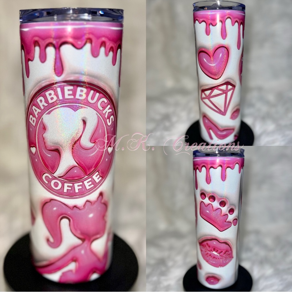 20 oz Pink and White Drinkware Tumbler